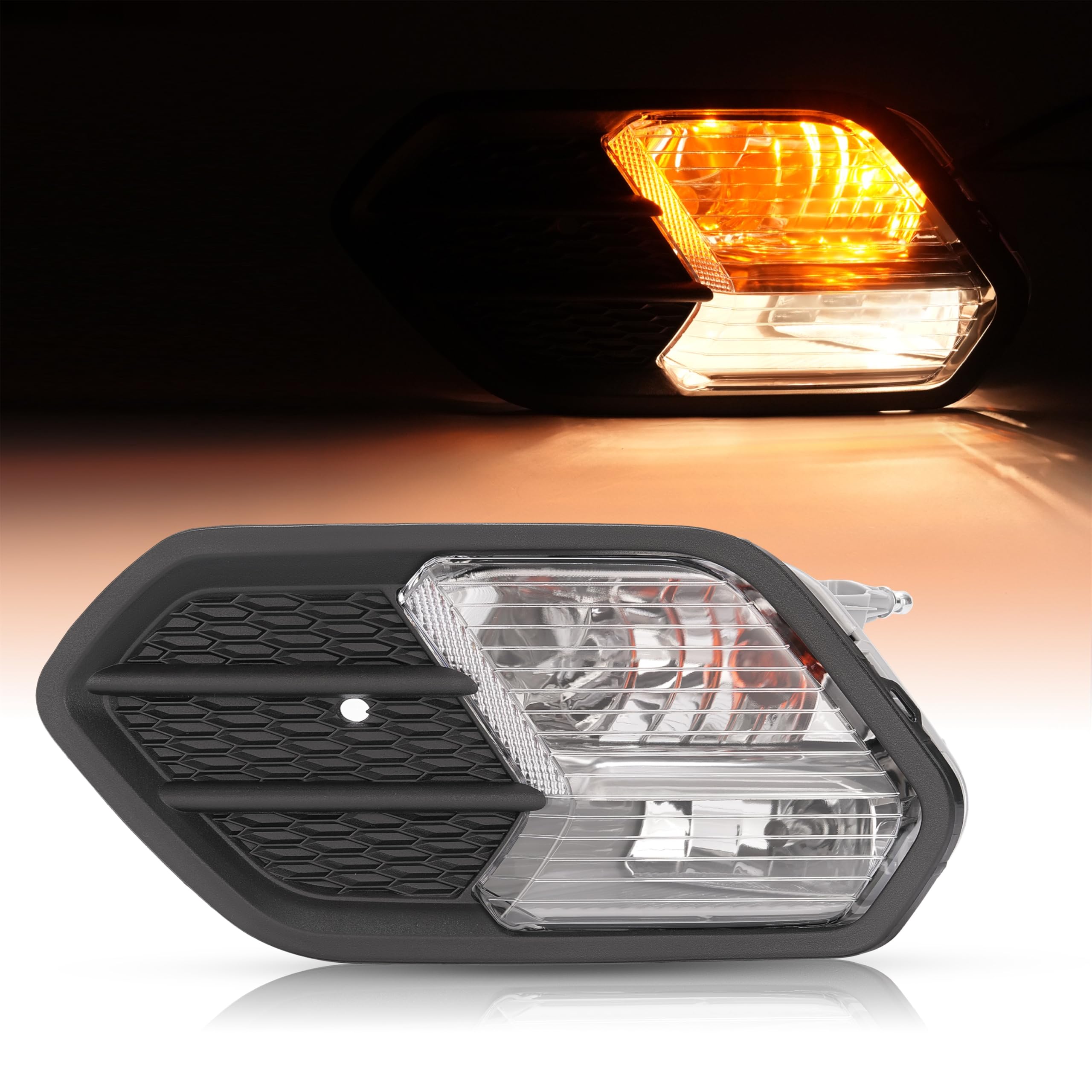 HECASA Left Fog Light&Bezel Compatible with 2017-2019 Ford Escape/Kuga Replacement for FO2520194 FO1038164 Fog Lamp Front Bumper Light Lamp Black