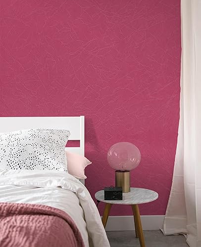 Miniatura 10 de GloryTik Papel tapiz rosa de 17.3 x 197 pulgadas, papel tapiz texturizado de seda, papel de contacto rosa extraíble, autoadhesivo, papel tapiz