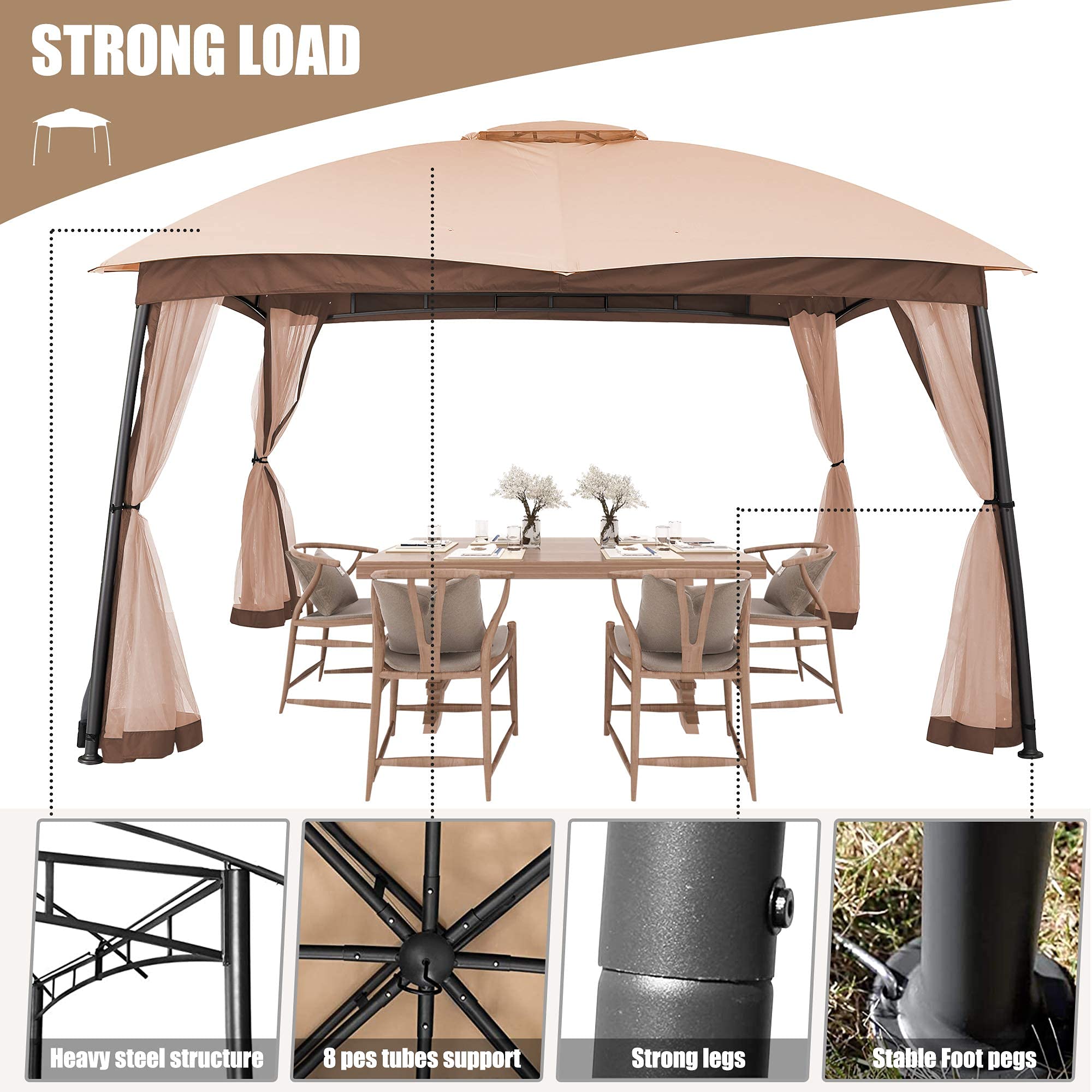 Buy CHARMELEON 10x10 Gazebos for Patios, Outdoor Gazebo with Netting