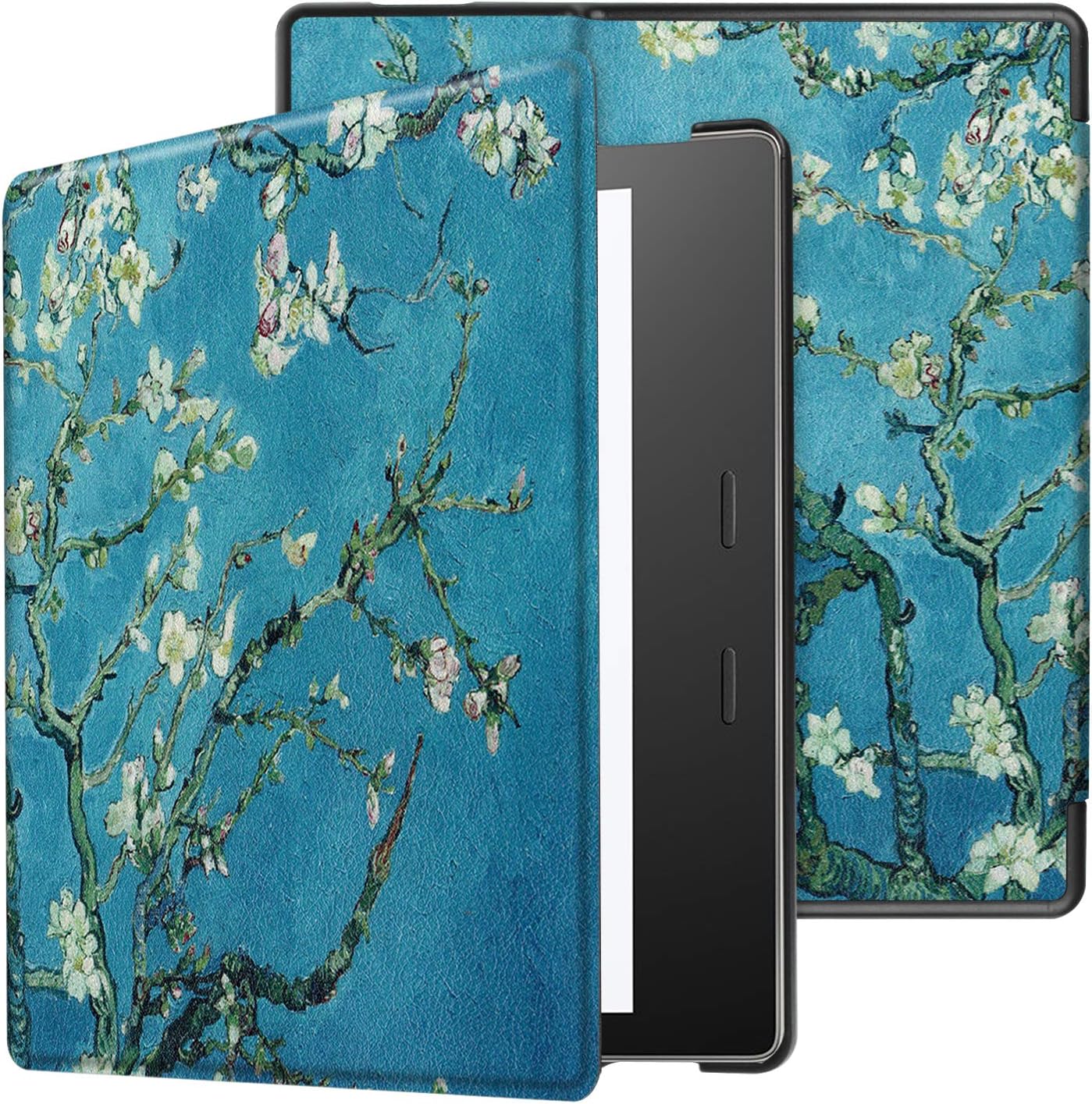 T Tersely Slimshell Case Cover For All-New Kindle Oasis(10Th Generation,2019 Release And 9Th Generation,2017 Release),Smart Cover With Auto Sleep/Wake For Amazon Kindle Oasis 7 Inch(Flowers),Blue