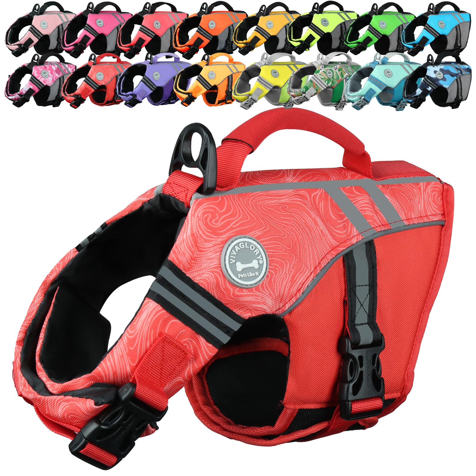 VIVAGLORY Sports Style Hundeschwimmweste, Rettungswesten Für Hunde Bootfahren, Auftrieb & Schwimmhilfe, Schwimmweste