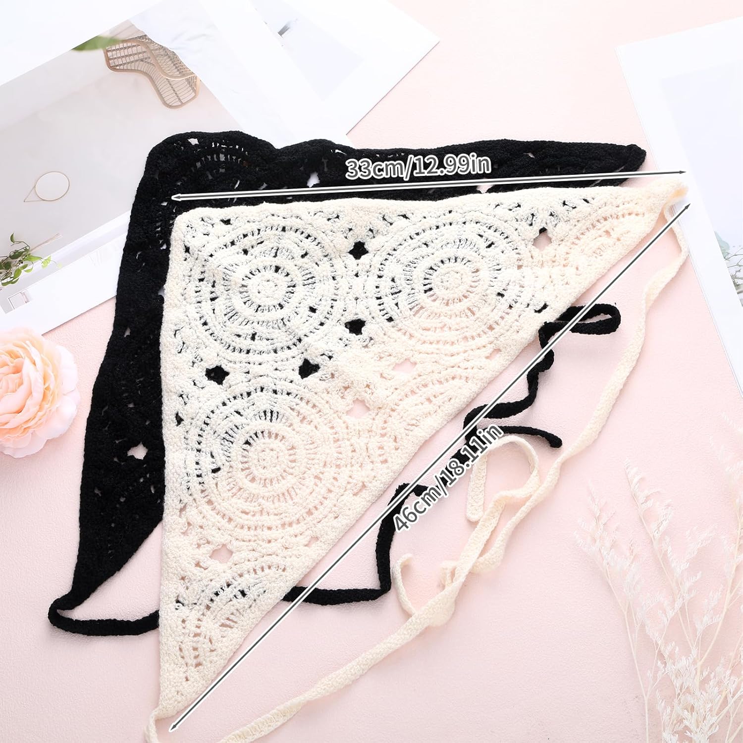 2 PCS Crochet Headband, Crochet Bandanas for Women, Hair Scarf Headbands, Cute Headbands, Headscarf - Image 3