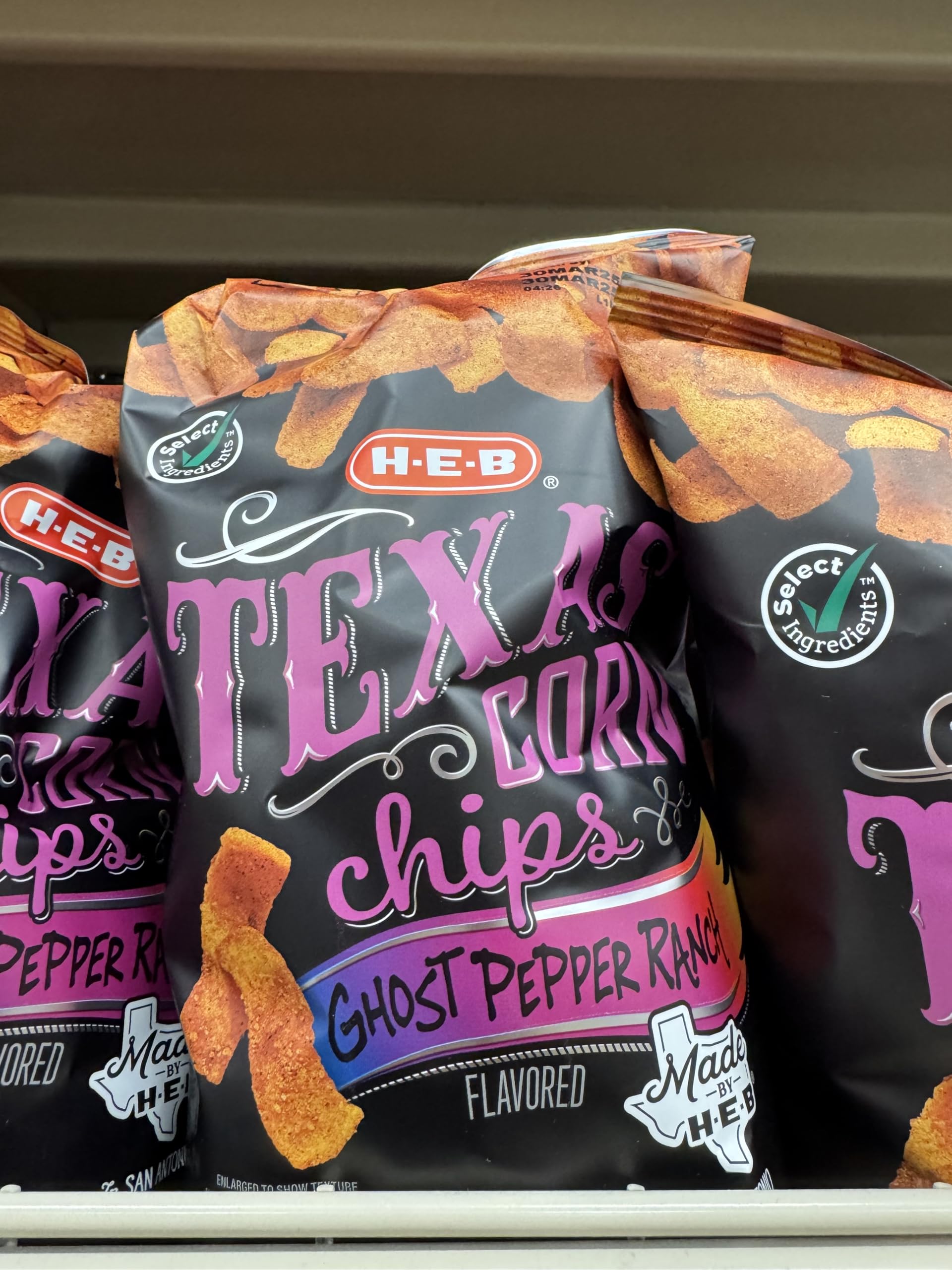 HEB H‑E‑B Texas Corn Chips - Ghost Pepper Ranch 2pk