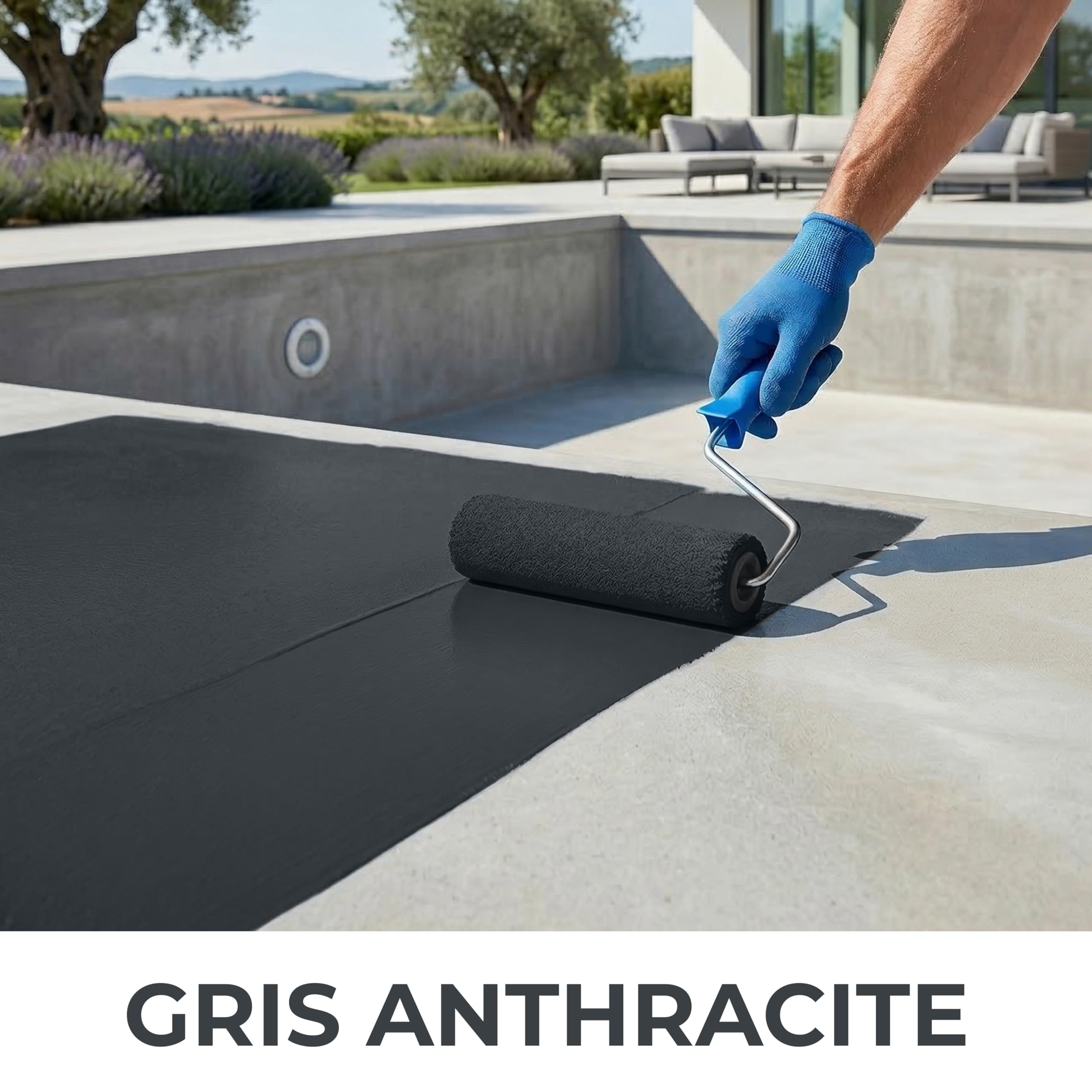 Peinture piscine-bassin béton ciment mosaïque - Gris anthracite RAL7016-2,5L