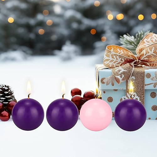 Miniatura 5 de Mega Candles Juego de 4 velas de Adviento de Navidad sin perfume, vertidas a mano, de cera de alta calidad, de 3 pulgadas de diámetro, vacaciones,