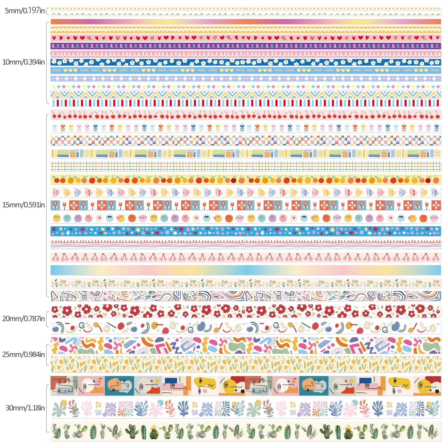 Washi Tape Set - 35 Rolls Floral & Cute Designs -3