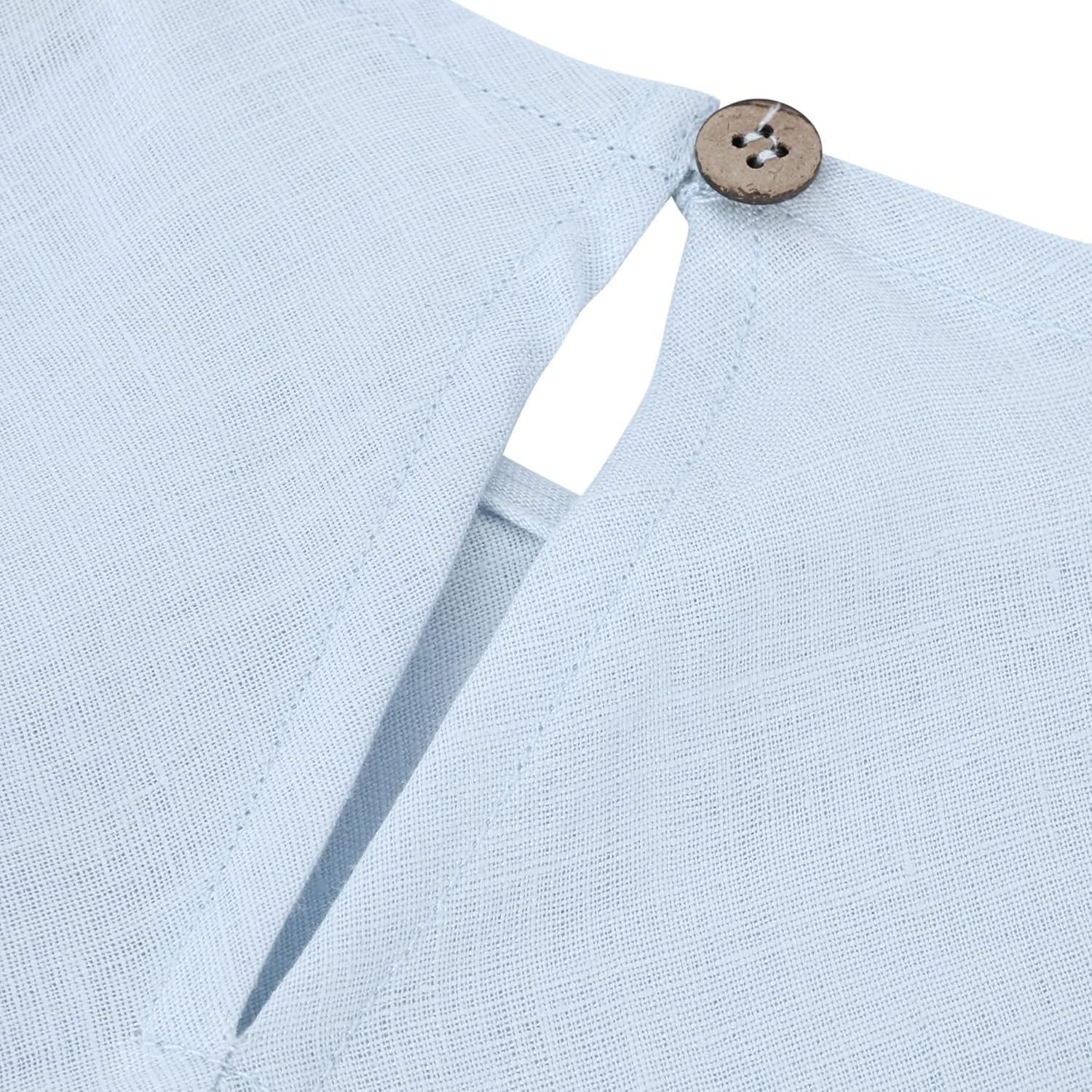 Amazhiyu Women's 100% Linen Summer Sleevelesss Crew Neck Mini Dresses Casual Blue, Medium - Image 5