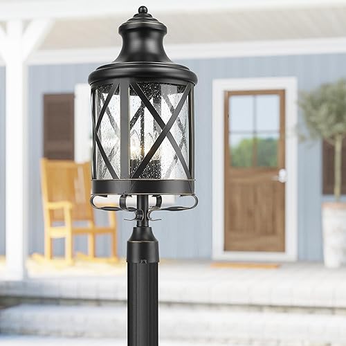 Miniatura 6 de ALLGOT Farol de poste de lámpara de granja, lámpara de poste para exteriores, linterna exterior vintage, farol de poste para jardines, patios,