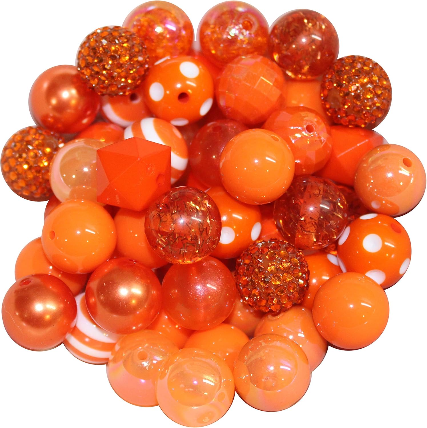 20mm Bulk Mix of 52 Orange Chunky Bubblegum Beads 11 Styles Acrylic Gumball Beads Lot