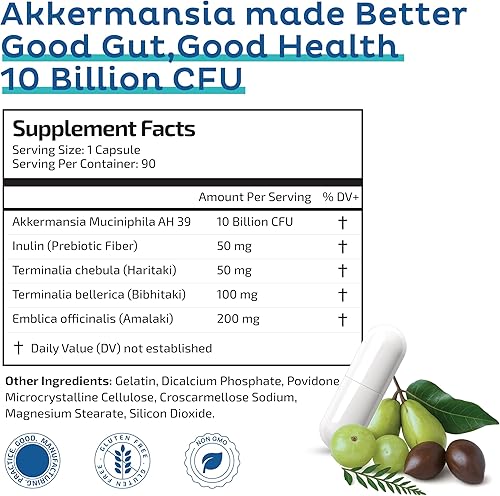 Miniatura 9 de Akkermansia Muciniphila  90 unidades  Salud intestinal y apoyo GLP-1  Salud digestiva, apoyo inmunológico  Alivia la hinchazón y el estreñimiento