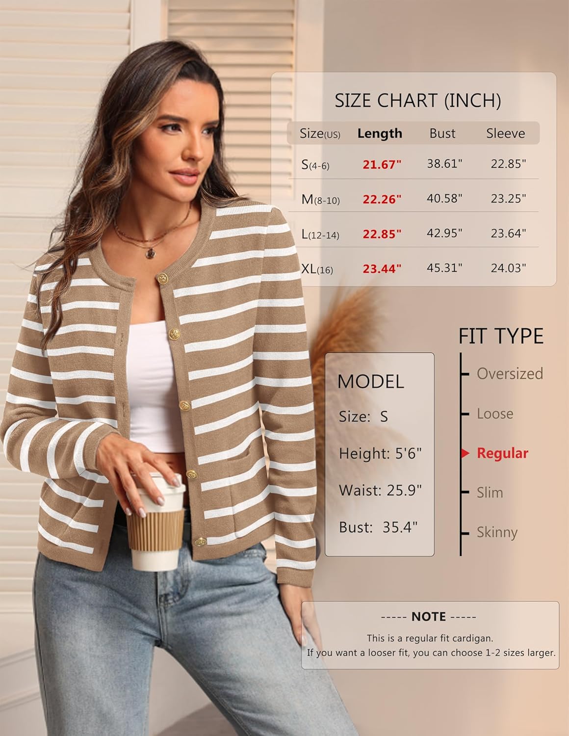 ATHMILE Women Striped Cardigan Sweaters Button Down Cropped Fall Fashion Outfits Winter Clothes Knit Lady Jackets Coat 2025 - Image 6