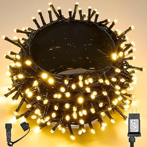 Miniatura 10 de WBao - Cadena de luces de Navidad para interiores y exteriores, 300 LED, 108 pies, super brillantes, con certificación UL, 8 modos de luz,