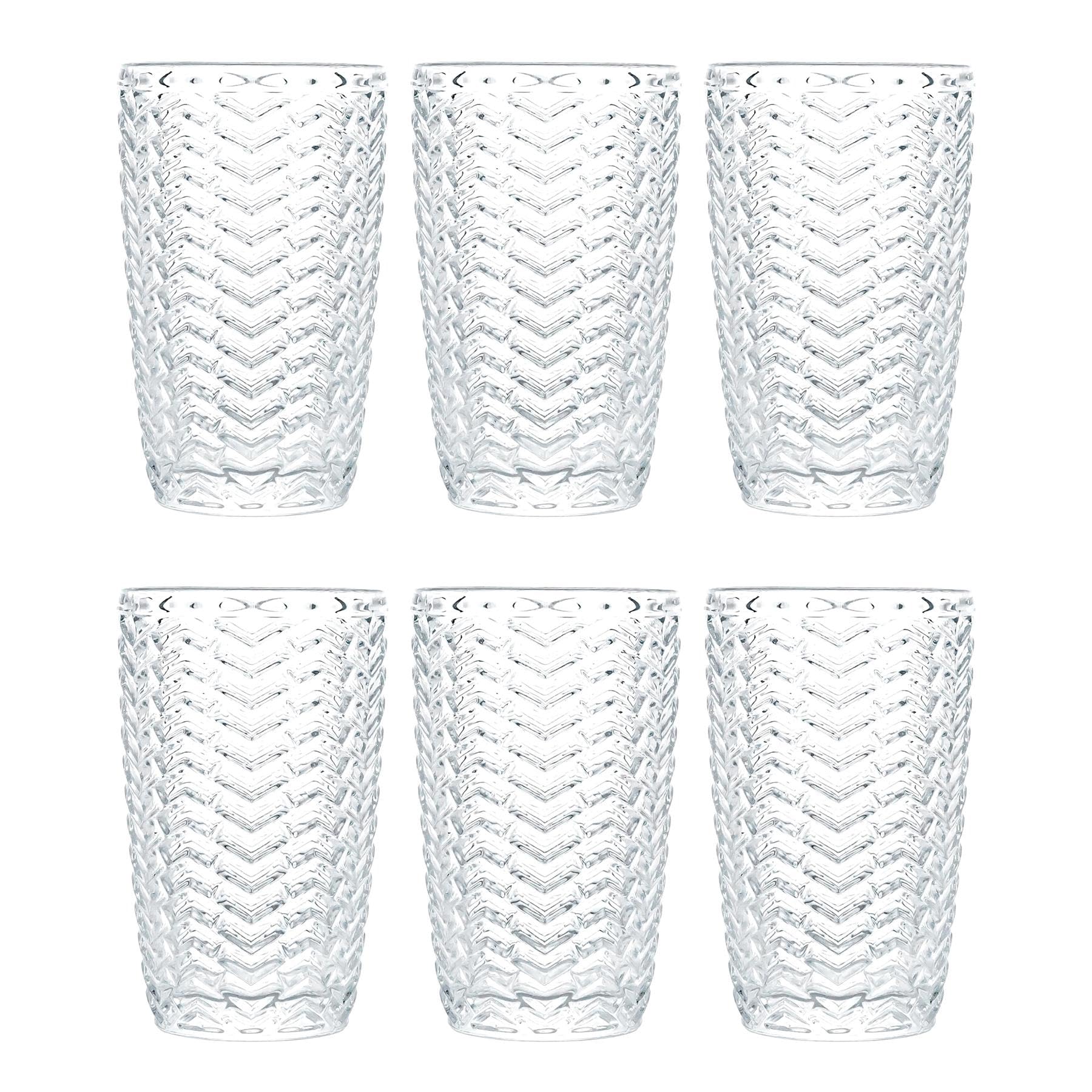simpa 6PC Chevron Arrow Highball Drinking Glasses 380ml
