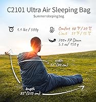 Vista 2 de Litume Saco de dormir ultra compacto de plumón para 3 estaciones, saco de dormir de 700 rellenos para 3 estaciones, ultra ligero, compacto