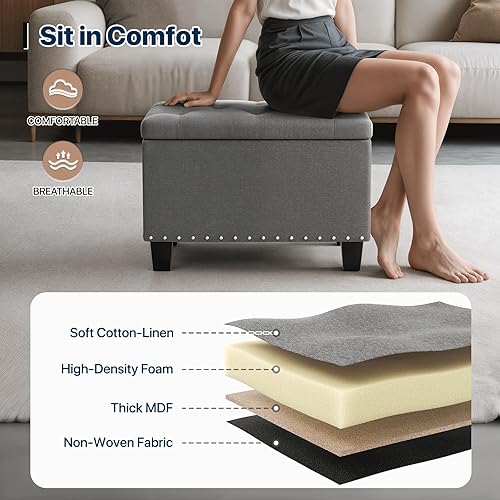 Miniatura 59 de Magshion Banco otomano de almacenamiento de 43 pulgadas, banco de almacenamiento tapizado en el extremo de la cama, reposapiés otomano grande con