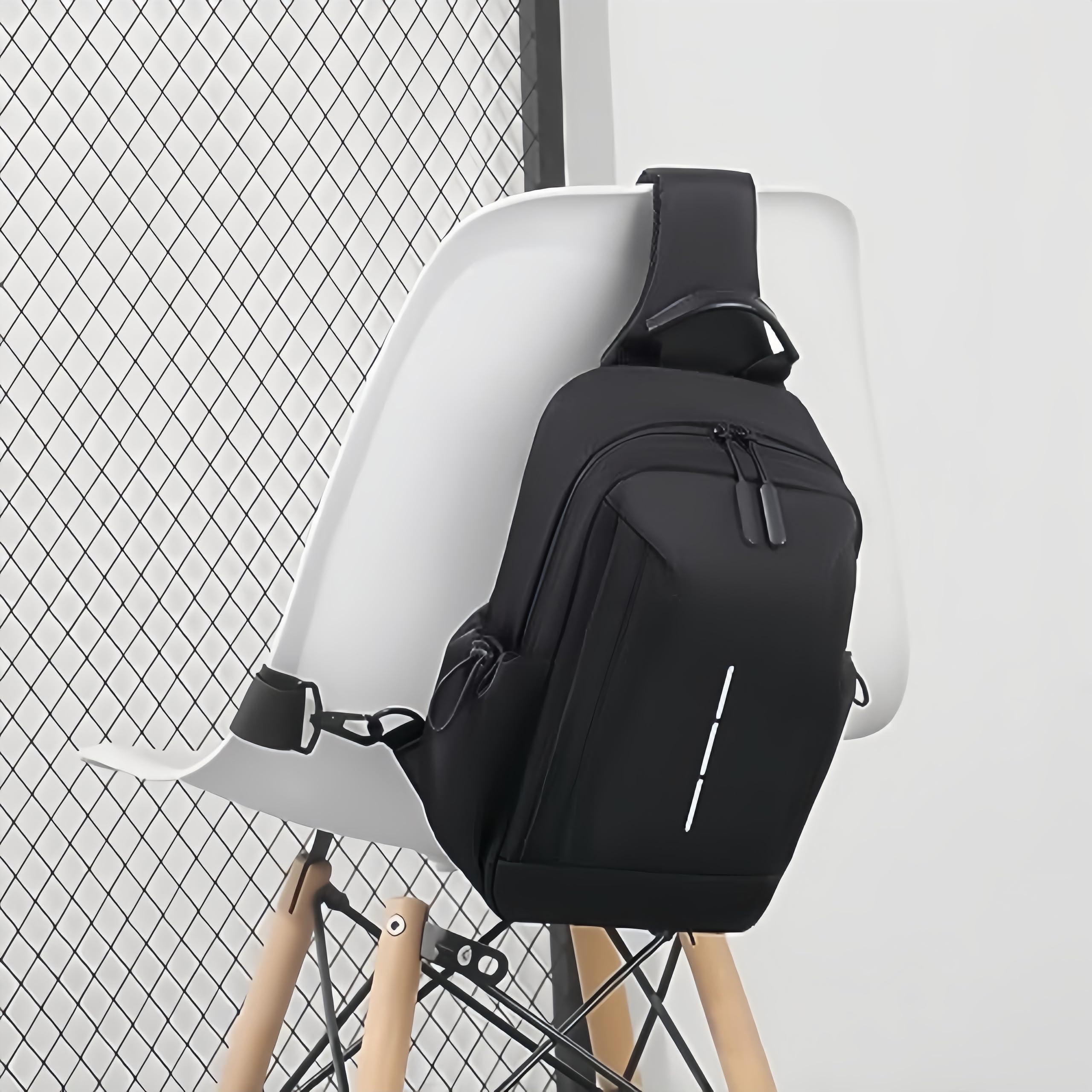 Mixroom - Zainetto da Uomo Zaino Monospalla Porta Tablet Borsa Tab borsello a Tracolla Z32 Nero per Viaggio, Ciclismo, Lavoro, Sport