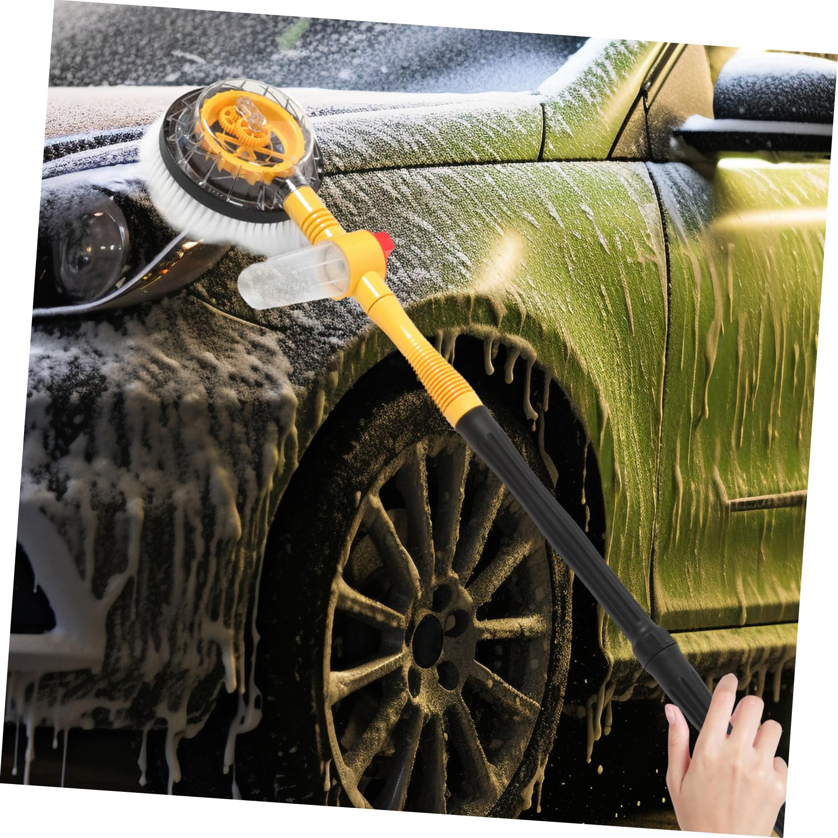 Gatuida Brosse De Lavage De Voiture Rotative à Long Manche Système Rétractable pour Nettoyage Voiture Automatique Lavage Extérieur