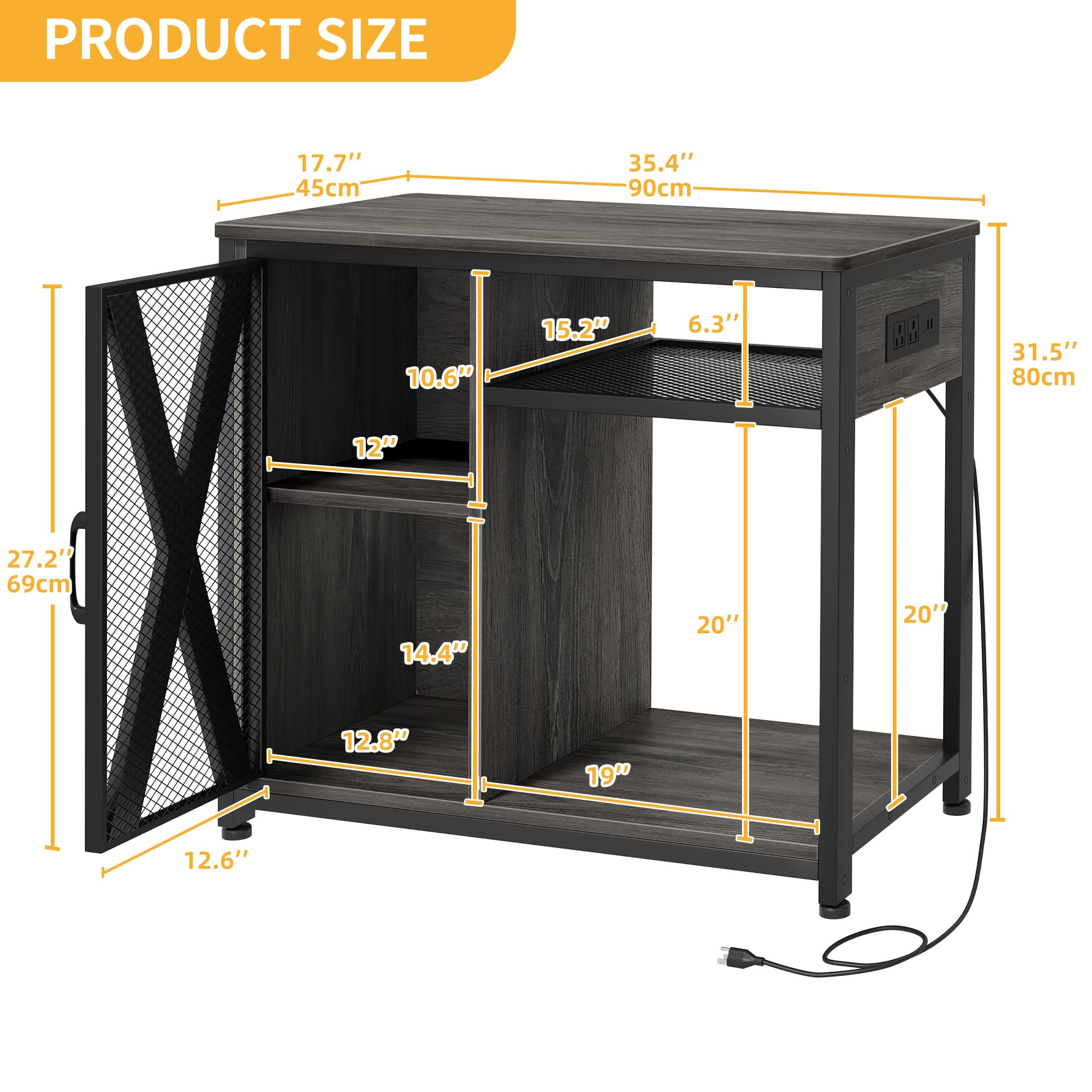 DWVO Support d'aquarium de 40 à 50 gallons avec prises de courant et lumière LED, armoire pour rangement d'accessoires d'aquarium – Support en métal adapté pour aquarium de tortues, terrarium de