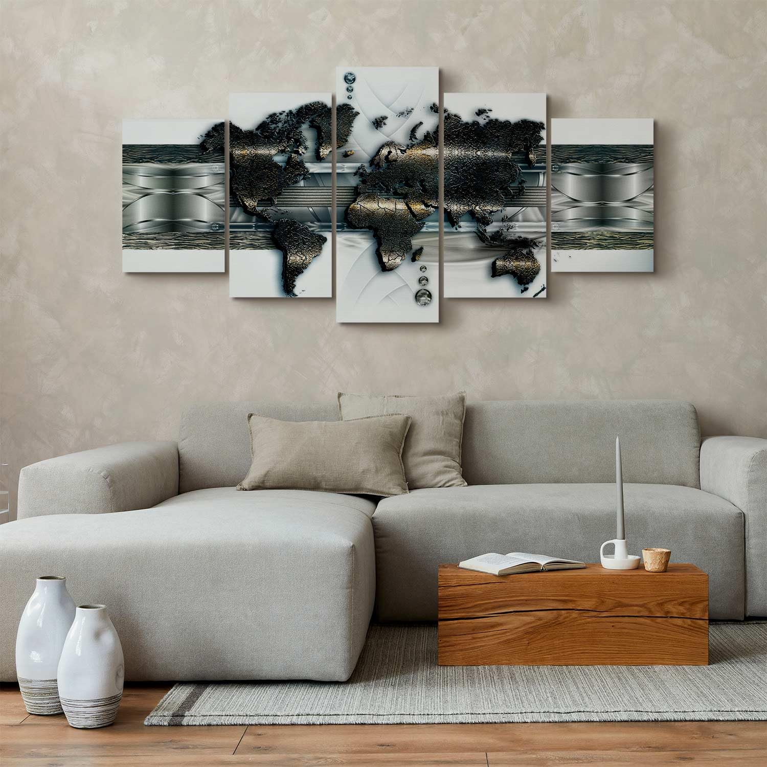 Cuadros B&D XXL - Cuadro en Lienzo 200x100 cm 5 piezas - Impresión en material tejido no tejido cuadros decoracion salon modernos lienzos decorativos dormitorios - k-A-0022-b-o