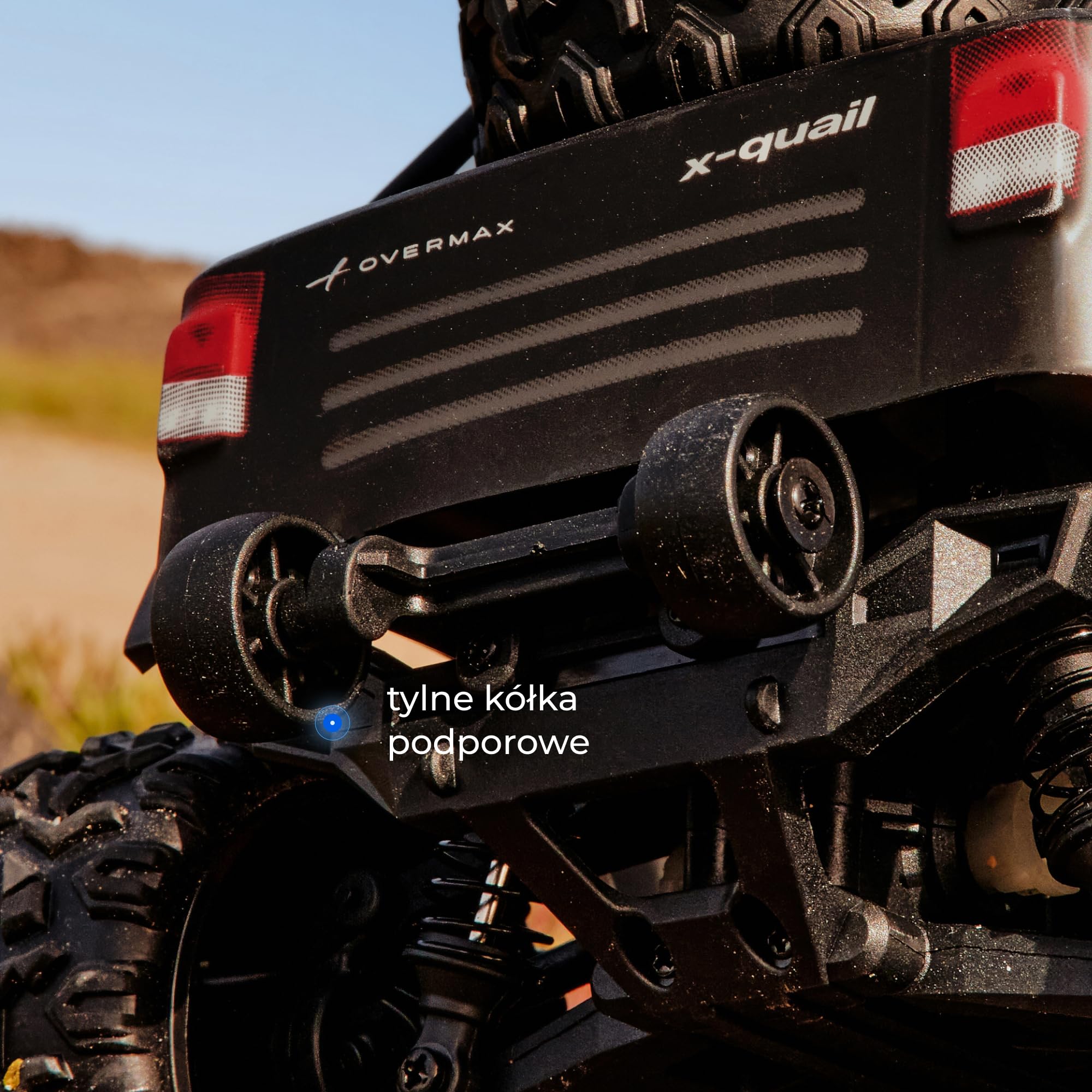 Lionelo Overmax X-Quail zdalnie sterowany samochód od 6 lat, RC Auto 4WD 1:18 do 25 km/h, Offroad Monster Truck z 2 akumulatorami, czas jazdy 40 min, LED, funkcja Wheelie, 2,4 GHz RC Crawler