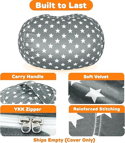 Miniatura 22 de Lukeight - Puf de almacenamiento de animales de peluche para niños, funda para puf de dinosaurio con cremallera para organizar la habitación de