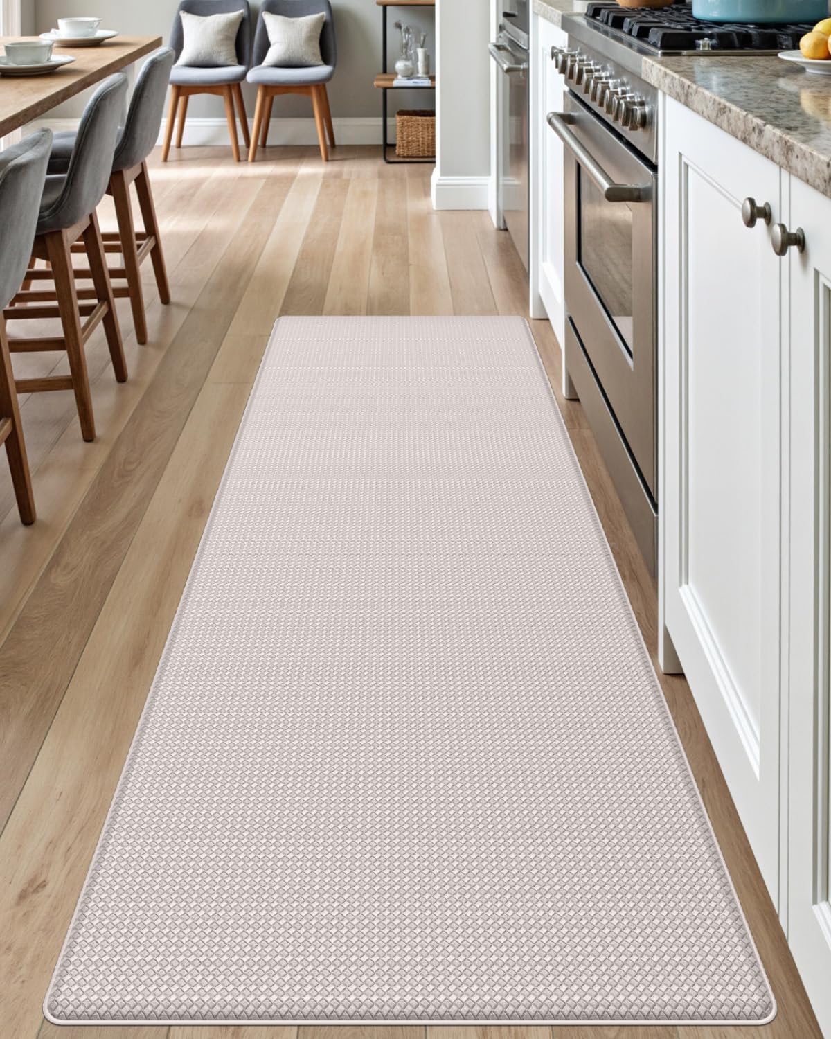 DEXI Kitchen Floor Mats Cushioned Anti Fatigue, 23x59, Large Wide Standing Runner Rug Waterproof, Comfort Memory Foam Padded for Front Sink Laundry, Ivory