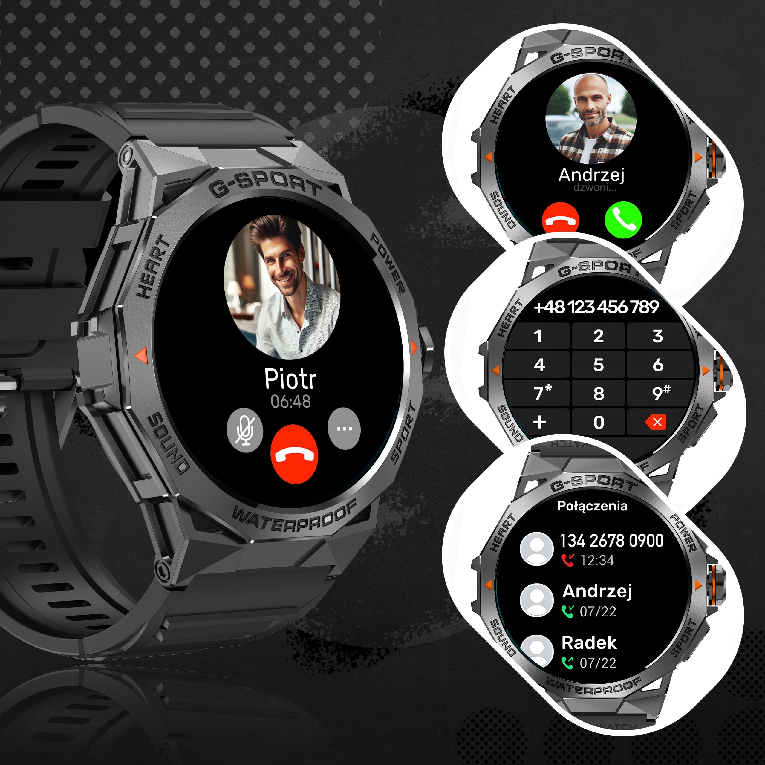 SMARTWATCH ZEGAREK MĘSKI MENU PL ROZMOWY WODOODPORNY PULS CIŚNIENIE SPORT