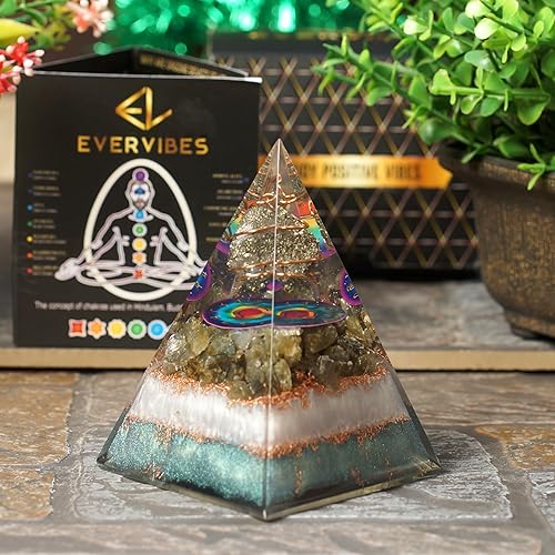 Miniatura 3 de Juego de pirámide de orgón y piedra de palmera, cristal curativo Libra, signo del zodiaco, hecho de pirita y labradorita para resplandor y propósito