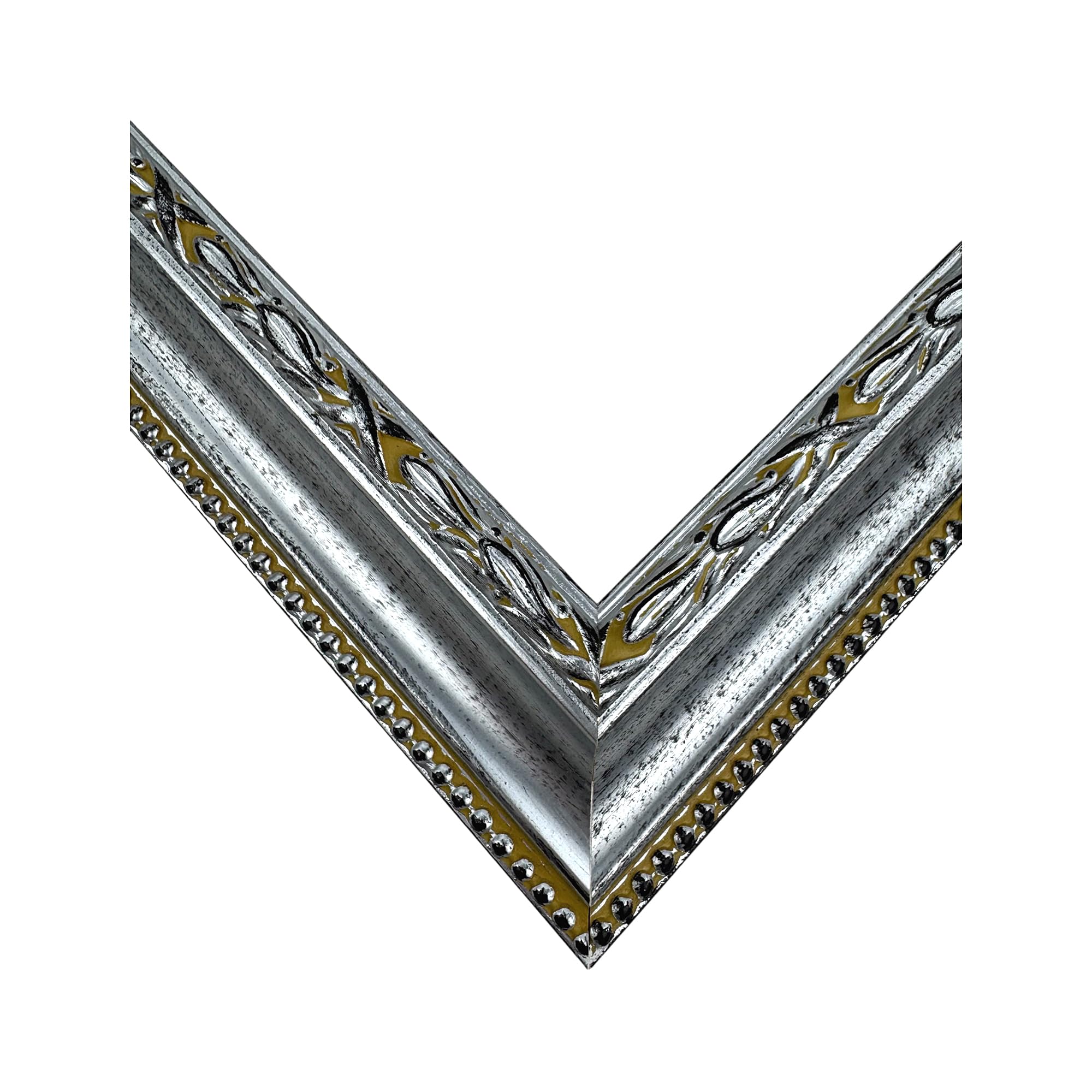 ITALIA CORNICI Maestri Artigiani - Cornice in Legno da Parete per Quadri Tele Floreale Nero Argento Made in Italy (40 x 40 cm)