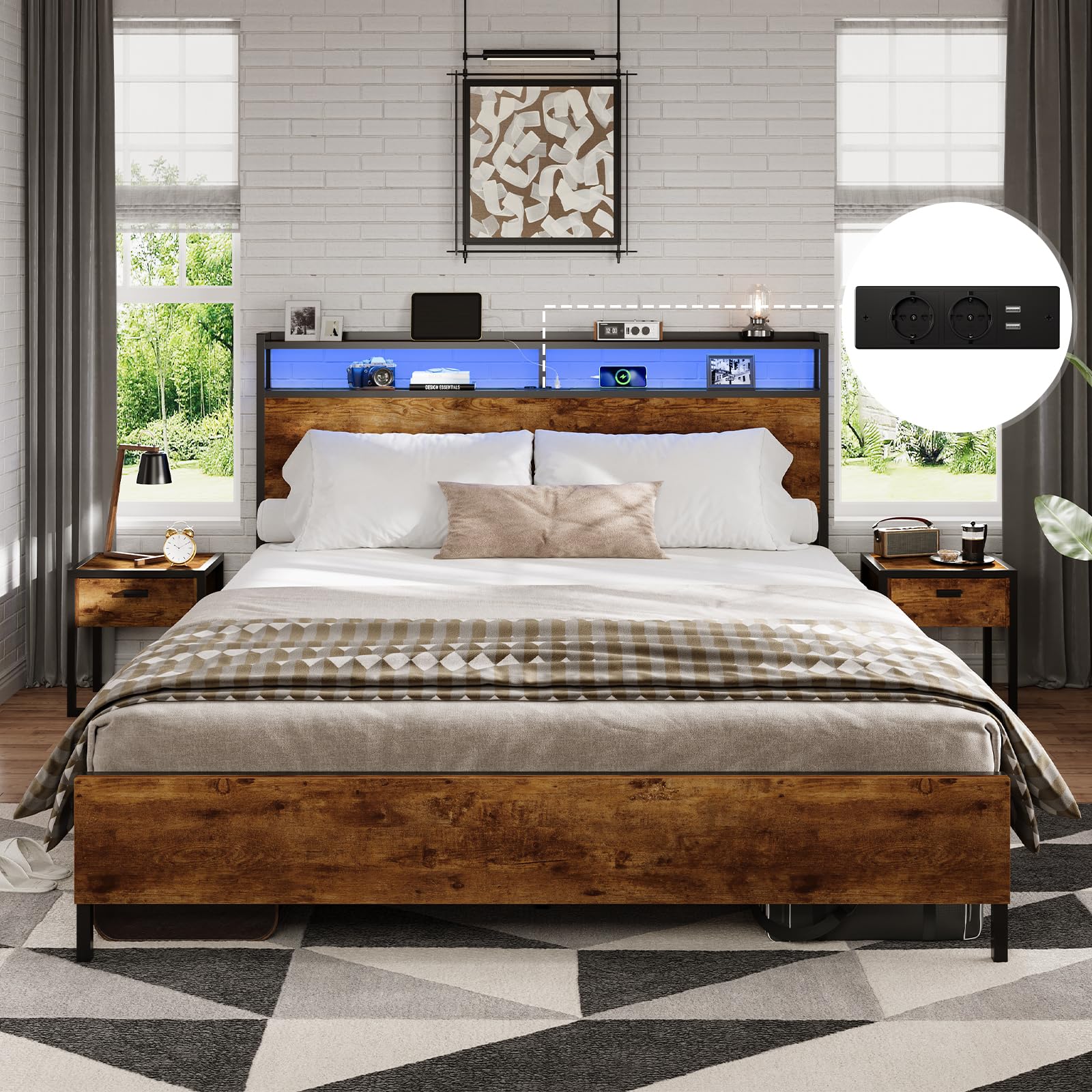 Letto In Metallo 120x200 Cm Con Contenitore E Rete A Doghe – Struttura Letto Platform VECOCHO, Antiscivolo E Silenzioso, Per Ospiti O Camera Da Letto - 2