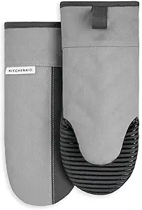 KitchenAid Beacon Two-Tone Non-Slip Oven Mitt Set, Cool Grey/Frost Grey, 5.75