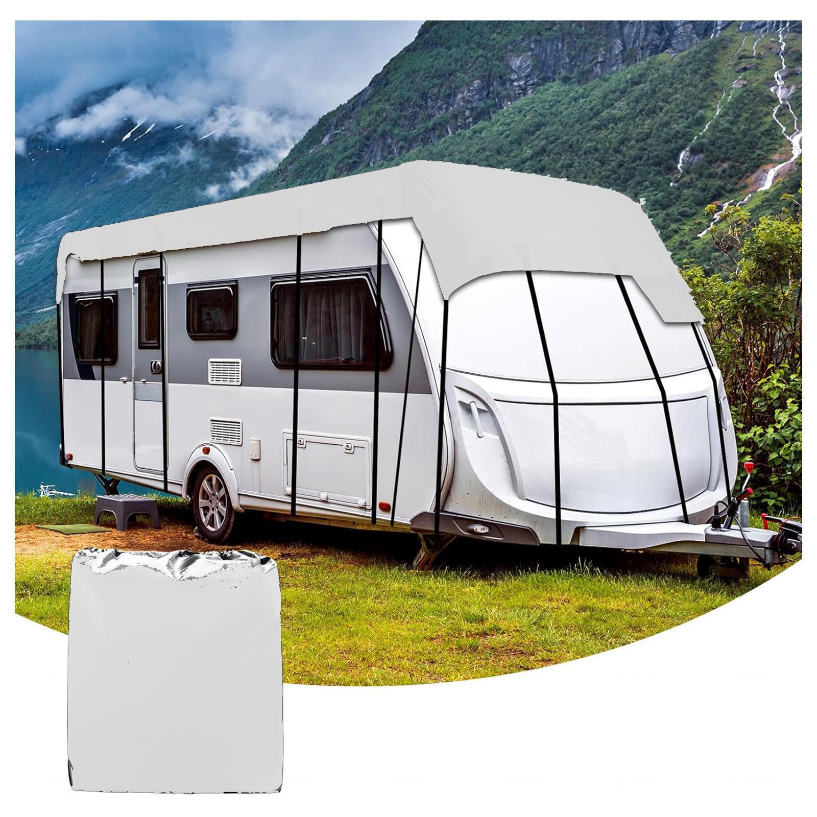 Funda Caravana Tela Oxford 210D Funda Autocaravana A Prueba De Viento, Lluvia Y Nieve Lona para Remolque Funda Autocaravana,Grey-6.5m×3m