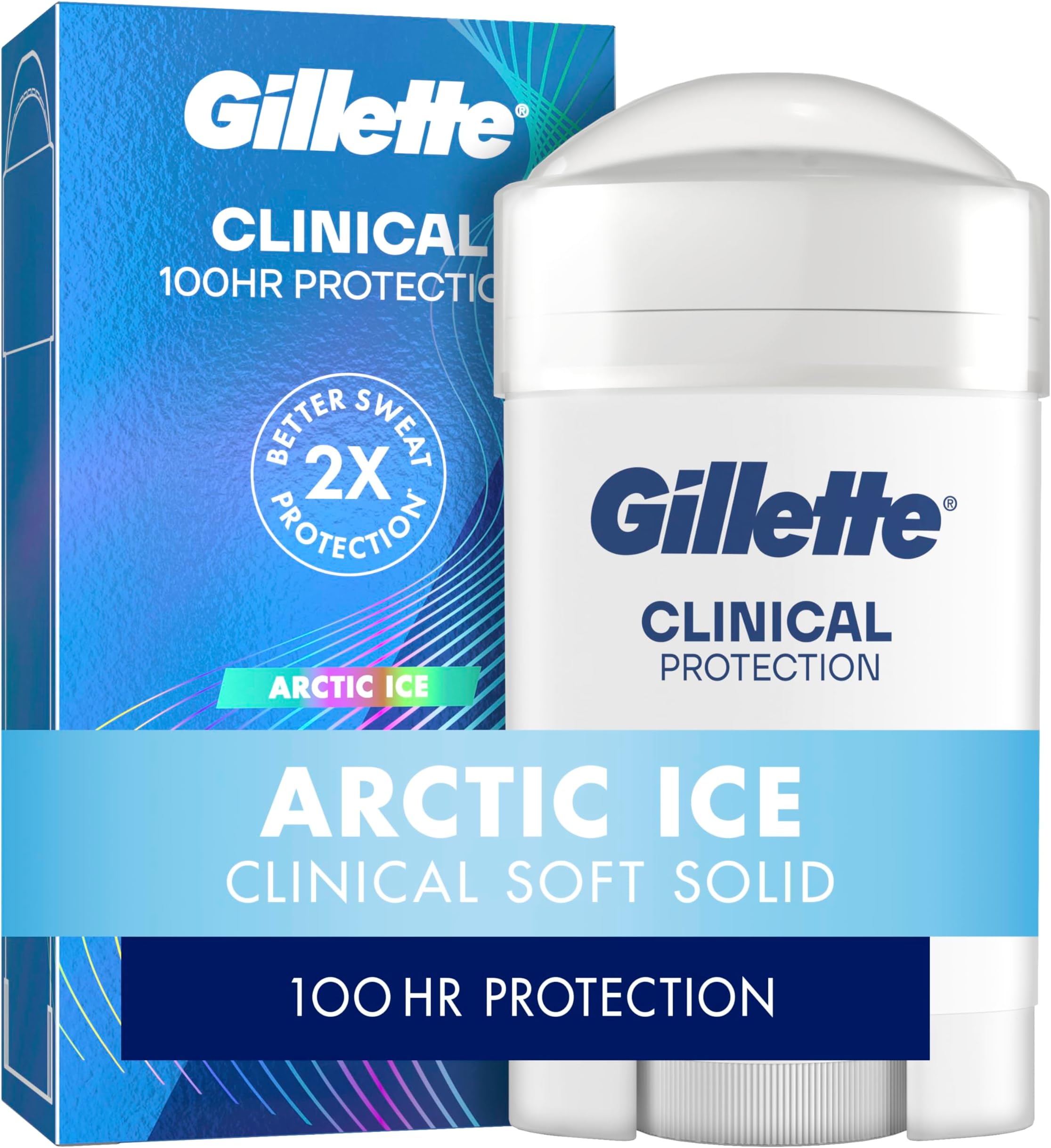 Clinical Antiperspirant and Deodorant for Men, 72hr Sweat & Odor Protection, Long Lasting Freshness, Anti-White Mark Technology, Soft Solid, Arctic Ice Scent, 2.6 oz