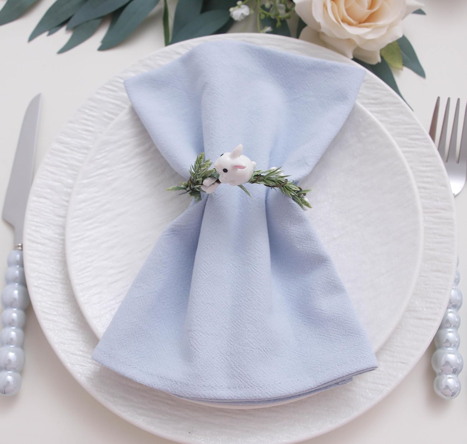 Spring Cotton Cloth Napkins Set of 12, 16’’x16’’, Dinner Cloth Napkins Washable Bulk with Hemmed Edges, for Hotel Restaurant, Wedding, Easter (Light Pink)
