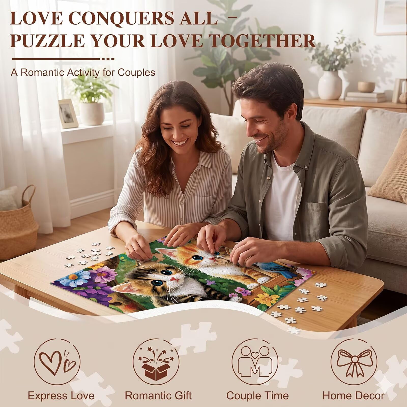 gatto Carino-3 Puzzle 4000 Pezzi per Adulti, Puzzle in Legno - Collezione Classica con Poster Incluso -Sfida di Concentrazione e Passatempo Antistress, Gioco Educativo per Famiglia, 141 x 87 cm f0-687