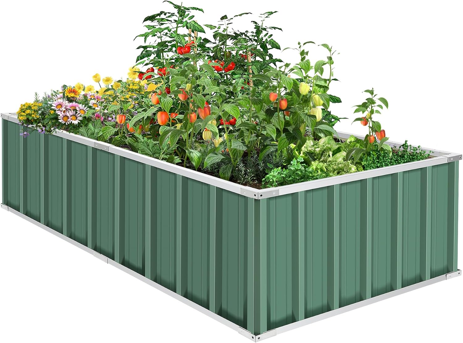 Suyncll 68 x 36 x 18 Raised Garden Bed, Double-Side Galvanized Raised Garden Bed Outdoor, Large Steel Metal Planter Box for Vegetables, Flowers, Herbs, and Succulents
