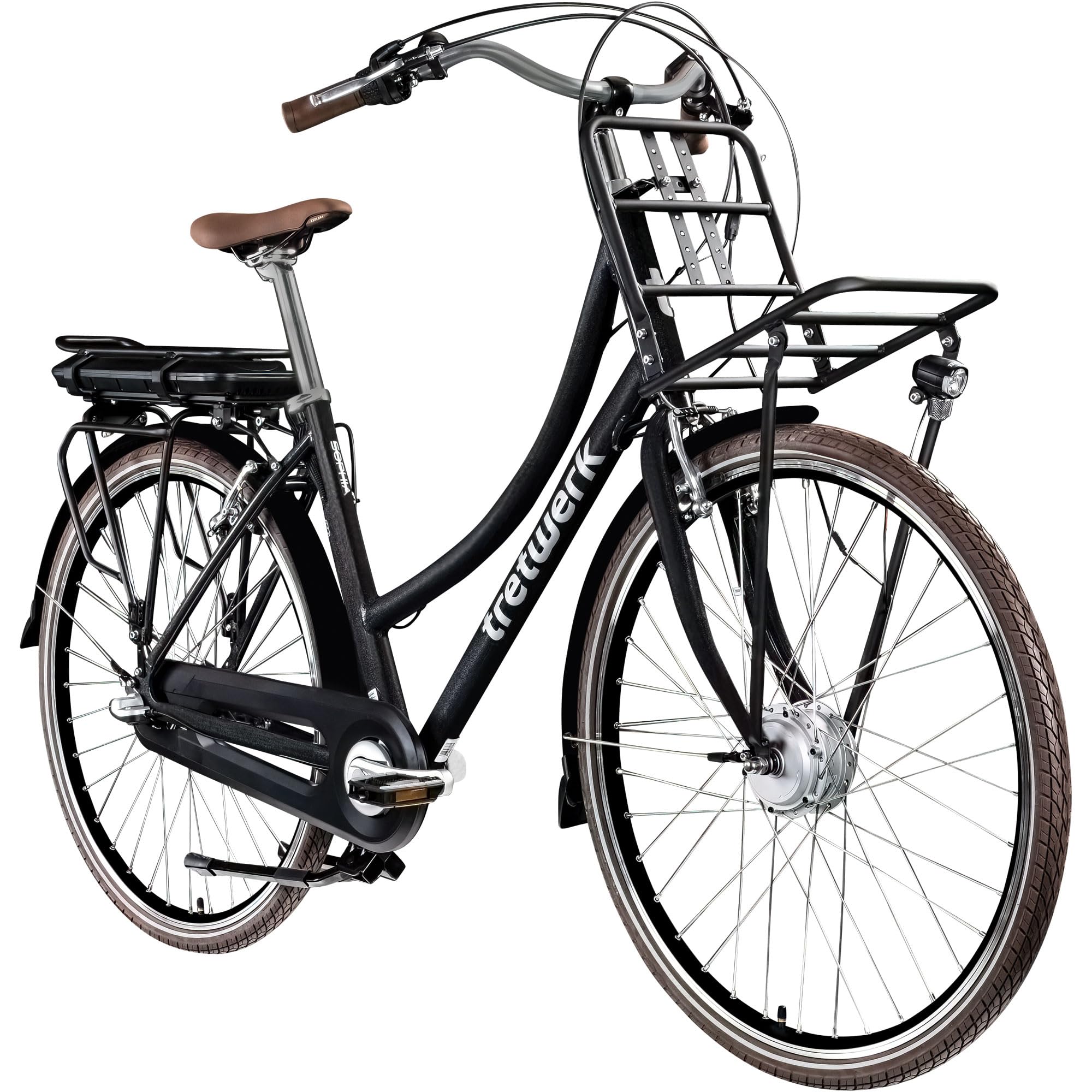 Tretwerk Sophia E-Bike – 28 Zoll, 3-Gang, 522 Wh, Bluetooth/App, Schwarz, 49 cm