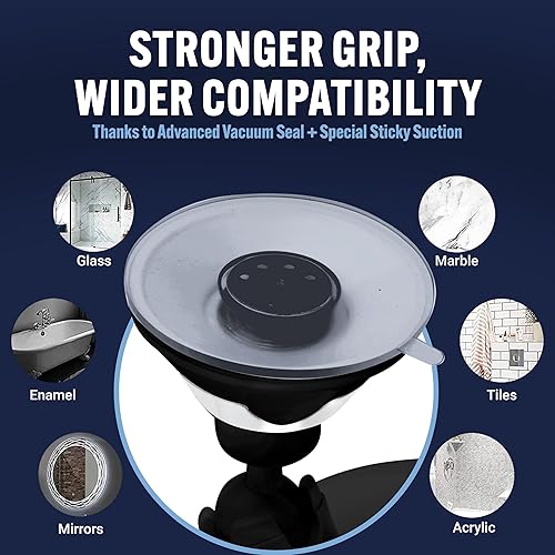 Miniatura 4 de MIRRORVANA Espejo de ducha sin niebla para afeitado con succión mejorada, superficie antivaho inastillable y giro de 360, 1 aumento, 6.3 x 6.3