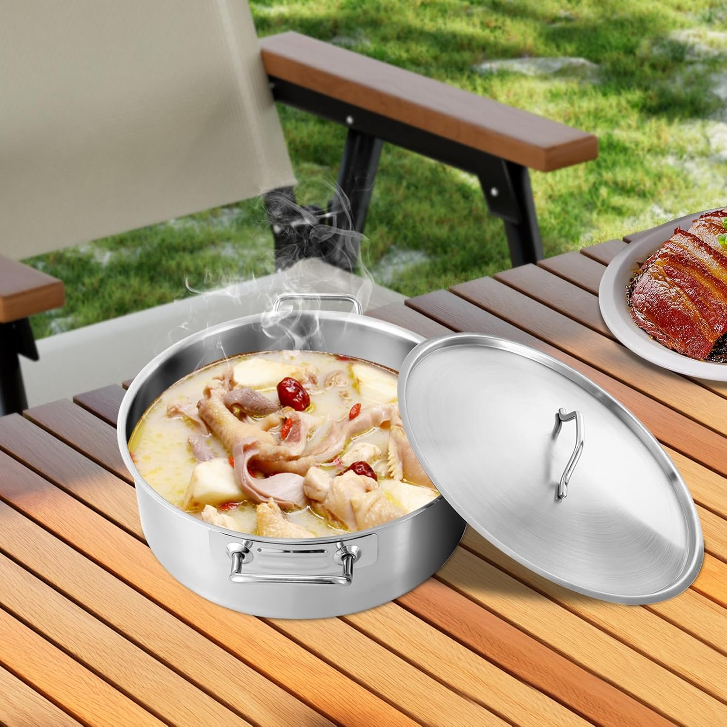 11Qt Stainless Steel Brazier Pan with Lid, Commercial Stock Pot Braisers Saute Pan with Handles, All-purpose Cookware for Boiling Stewing Frying and Casserole, Dishwasher & Microwave Safe