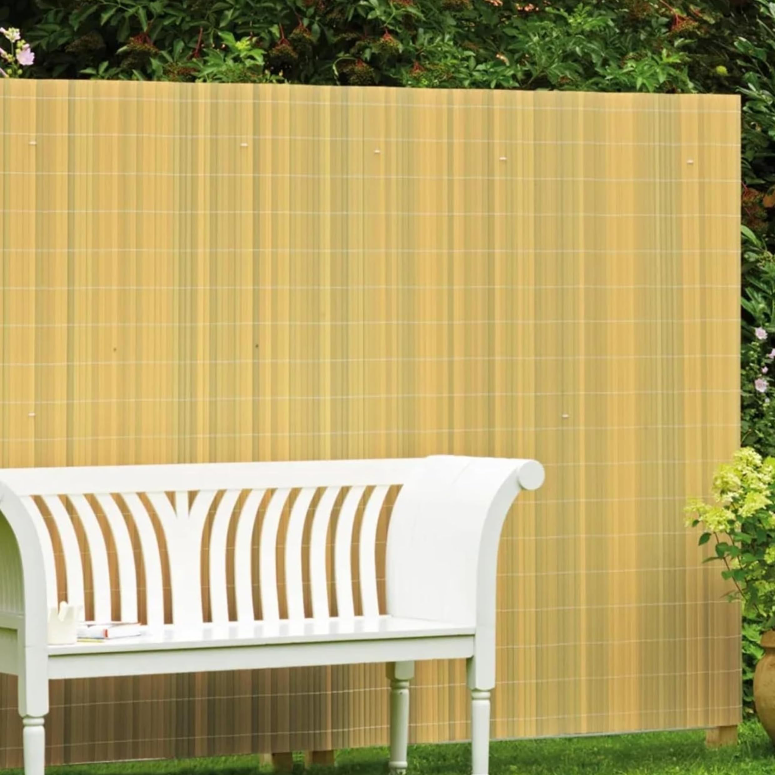 Arella in Pvc Canniccio Recinzione Frangivista Effetto Bamboo con Cordino in Nylon Ideale per Esterno, Giardino,Terrazzo,Balcone Varie Dimensioni (Beige, 2x3MT)