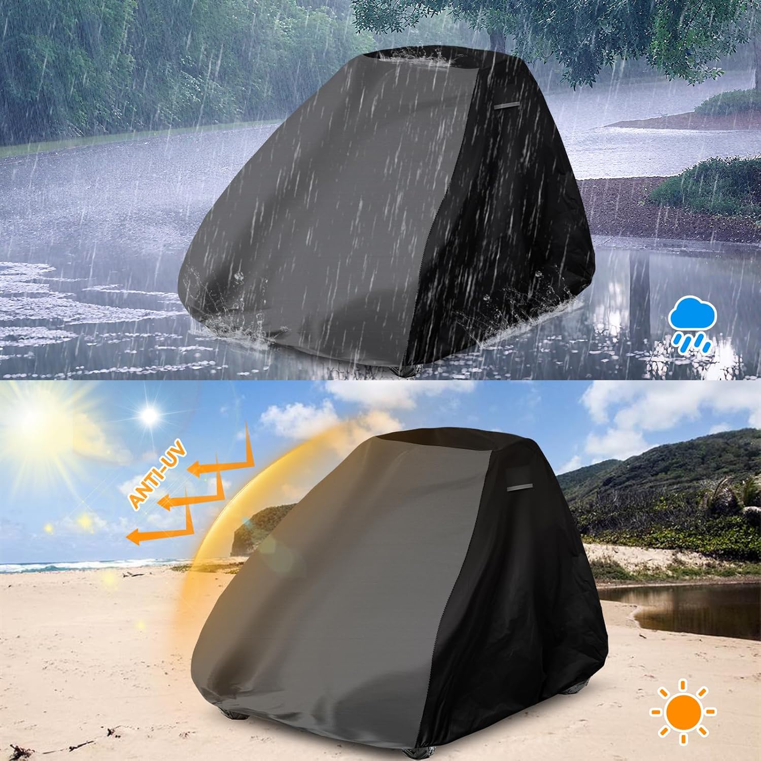 Go Kart Covers for Coleman KT196, 2 Seat Gogart Cover, Heavy Duty 420D Oxford Waterproof Go Kart Accessories with Air Vent, 68" L x 47" H x 45" W