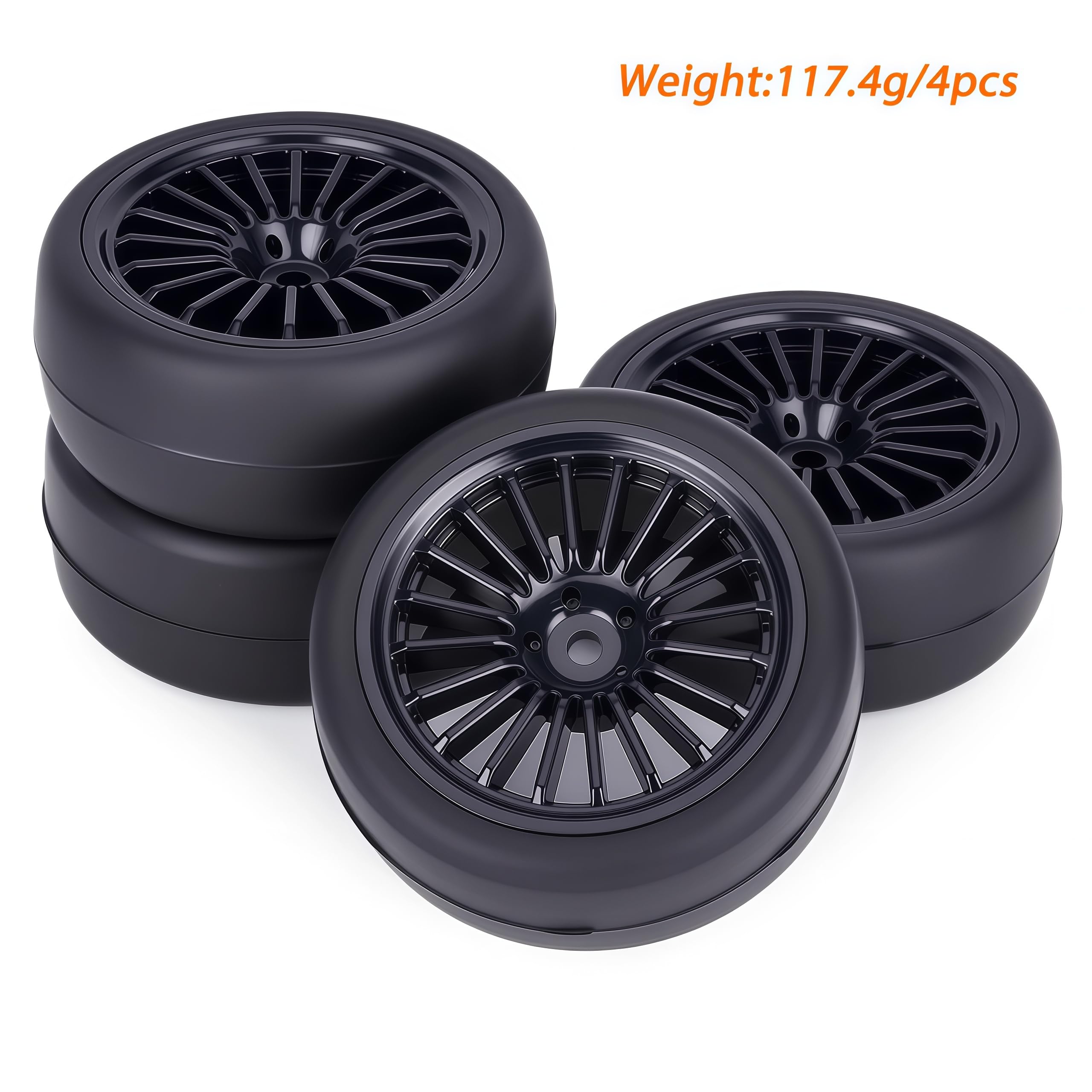 Amazon.co.jp: 4個 1/10 RCホイールとタイヤセット、65x26mm 接着済み