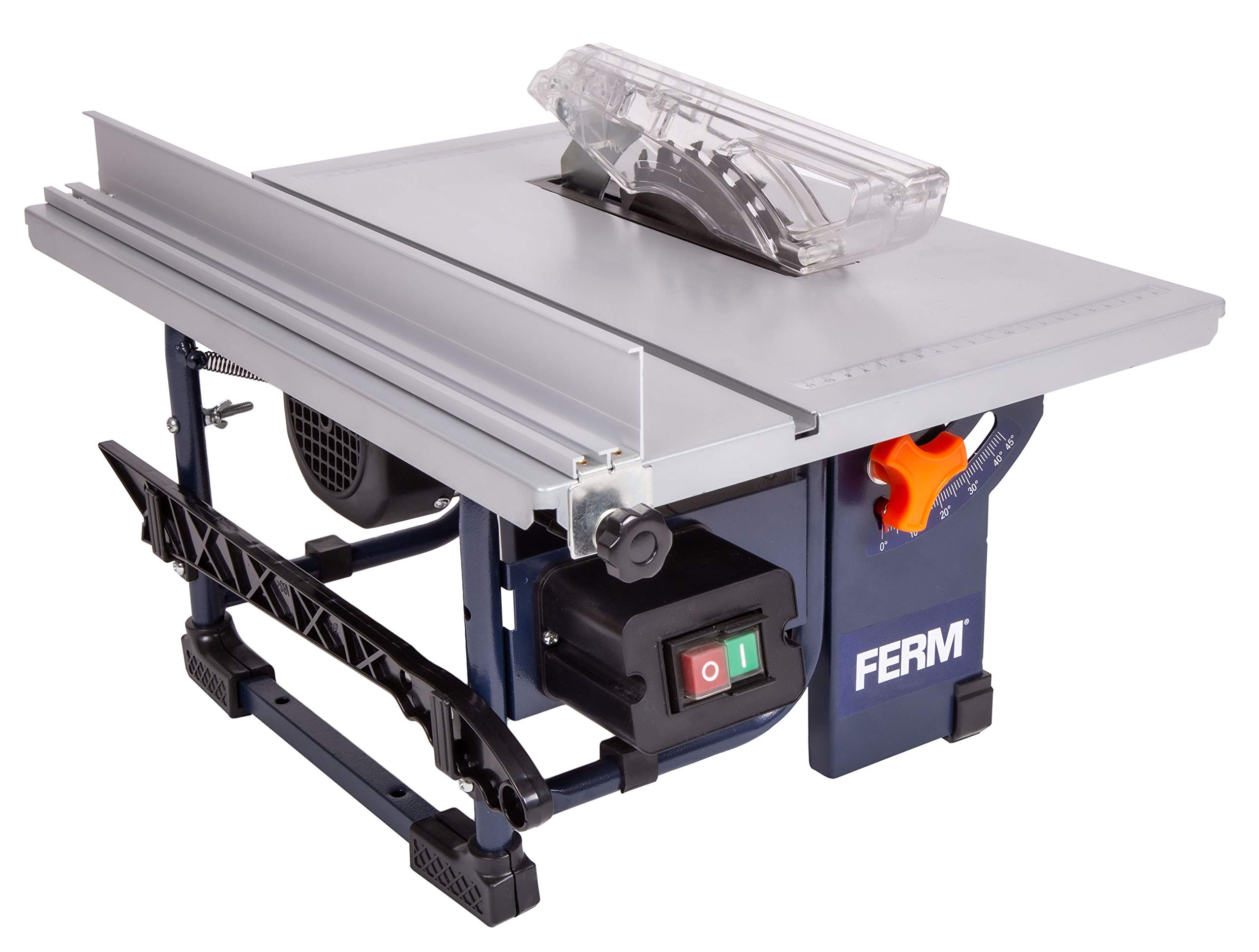 FERM Scie sur table 800W - Lame de scie Ø200mm 24 dents, guide d'onglet, guide parallèle, poussoir et connexion à vide inclus