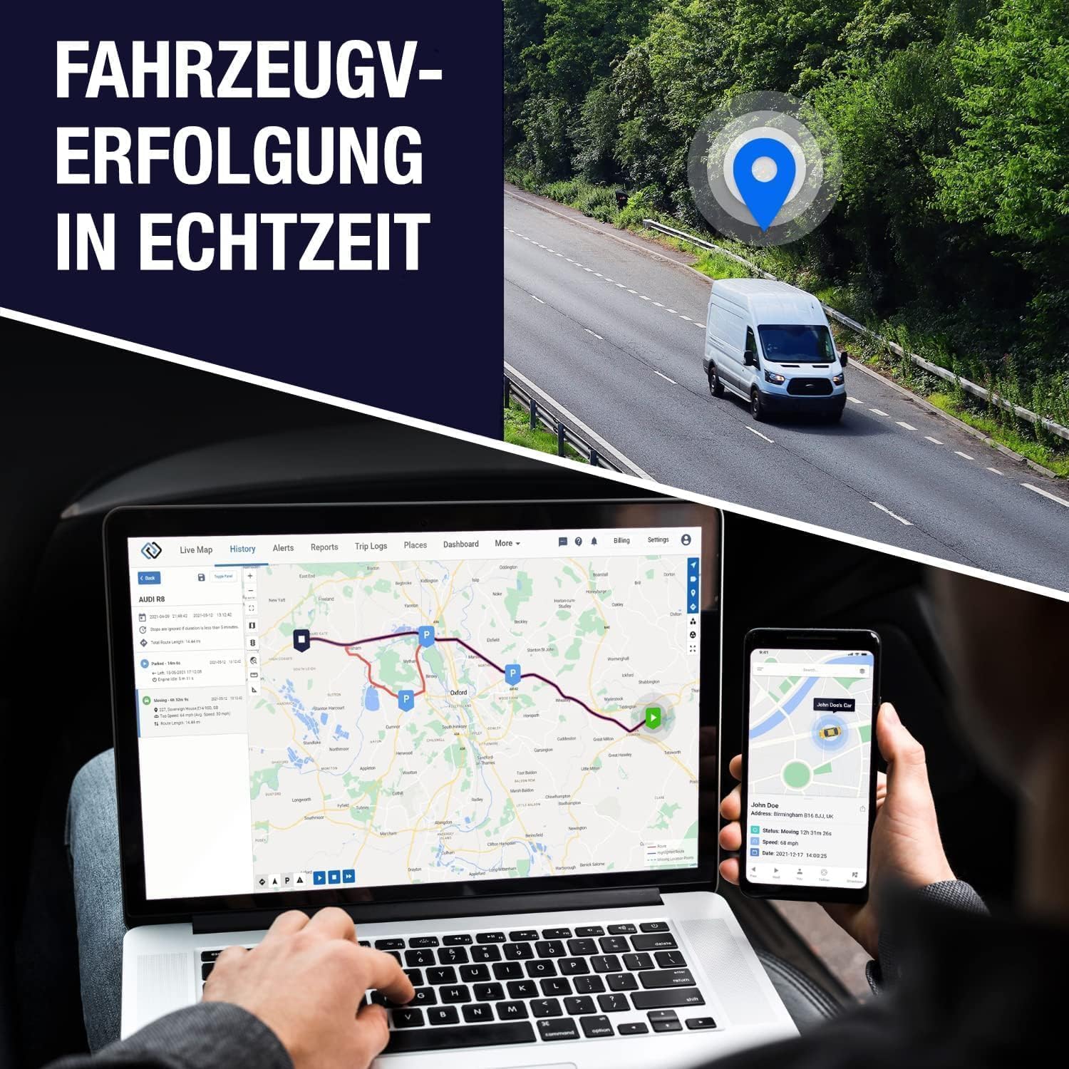 GPSLive 104 PRO Magnetisch GPS Tracker Auto, Wohnmobil, KFZ | Einfache Installation | Livetracking mit App | Keine SIM benötigt | GPS Tracker GPS Sender | Peilsender