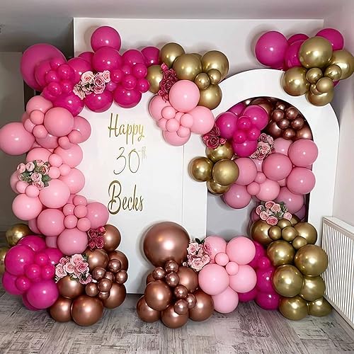 Miniatura 3 de Kit de guirnalda de arco de globos rosados de 139 piezas, temática de granja de vacas, globos de oro rosa pastel con estampado de vaca, lámina de