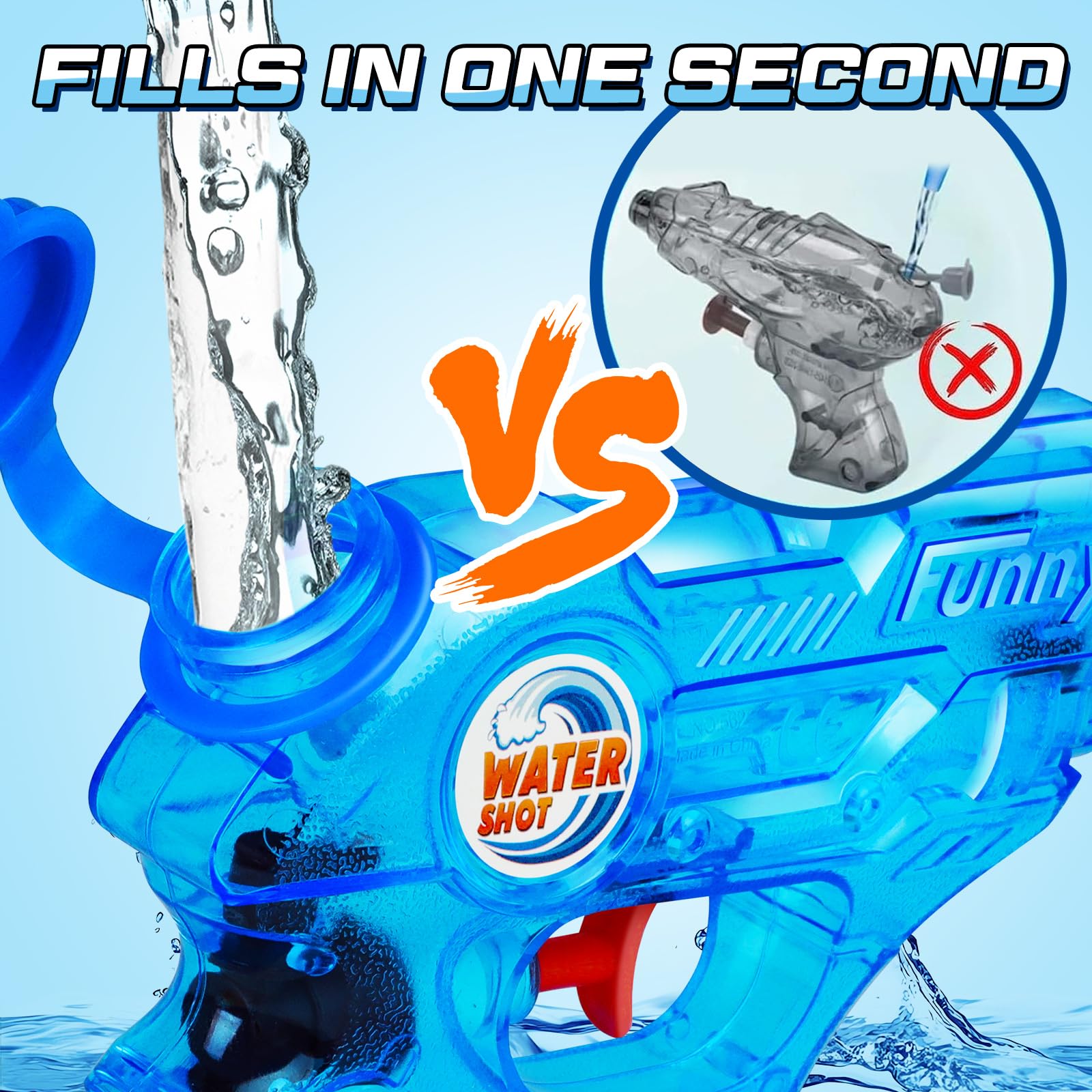 Quanquer Water Gun Kids 6 Pezzi, Piccole Pistole a Spruzzo Gamma 7 Metri 150ml, Serbatoio dell'acqua Estiva Super Water Soaker Asser Gun per Giocattoli da Esterno Beach Pool Watergun (set da 6)