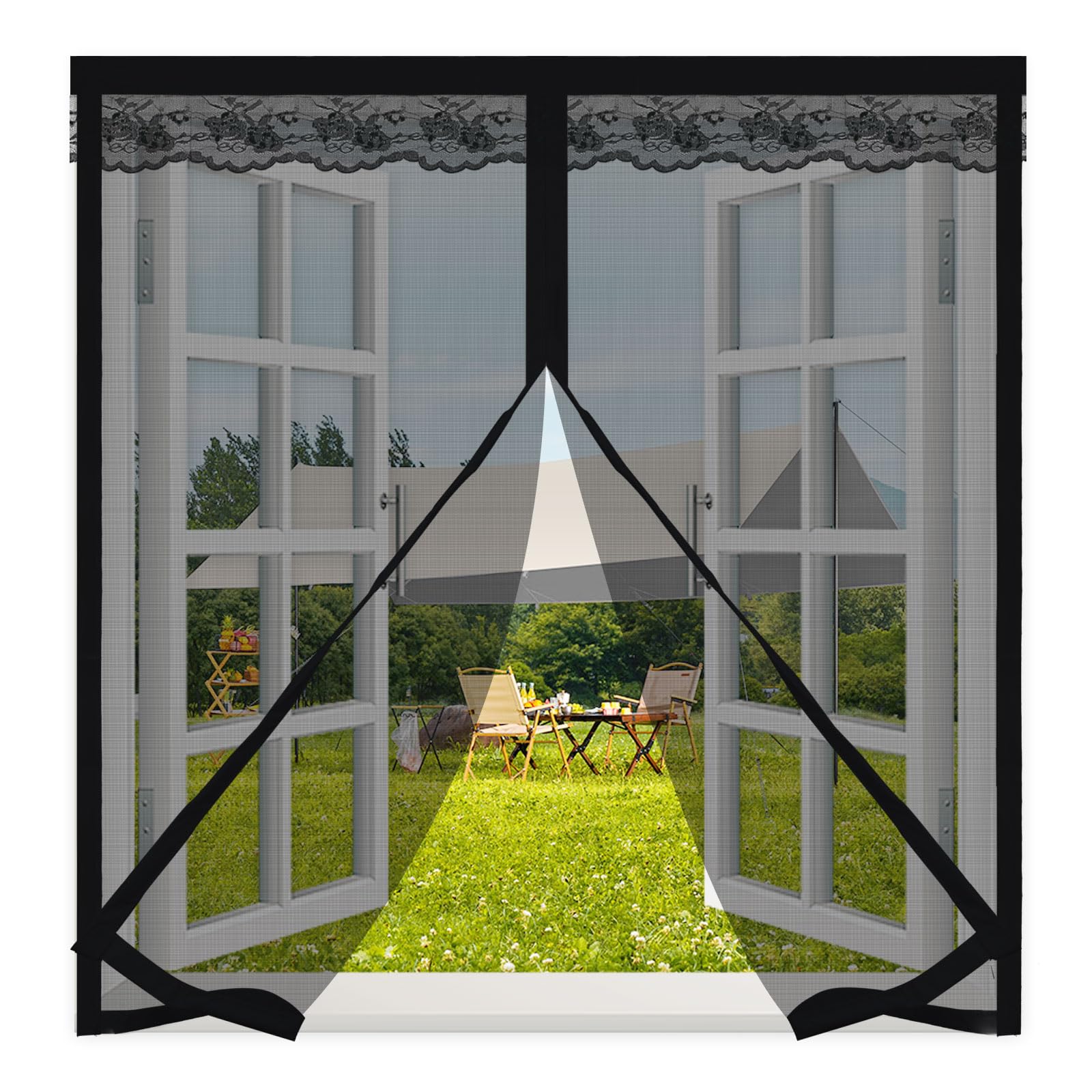 Magnetic Screen Window 135x220cm,Magnet Screen Mesh with Self-Adhesive Tape,Mesh Fly Curtain Mosquito Net for Windows,Window Protector Net to Keep Bugs Out,Magentic Mosquito Net,Black