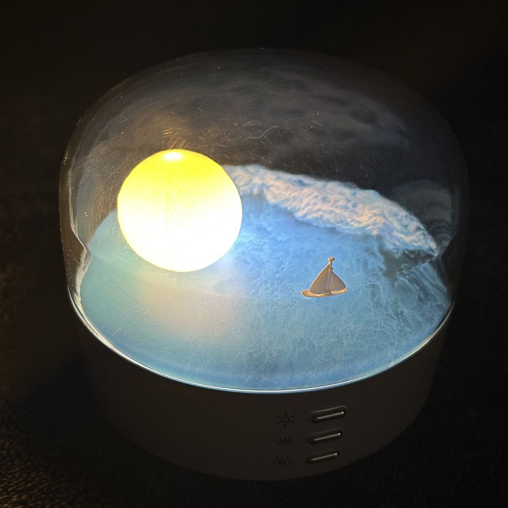 Image of Elegant Moon Sea and Snow Mountain LED Night Light Lamp USB Type-C Rechargeable, Brightness Adjustable, Two Mode can be Switched, Ideal Bedroom Mood Light and Gift