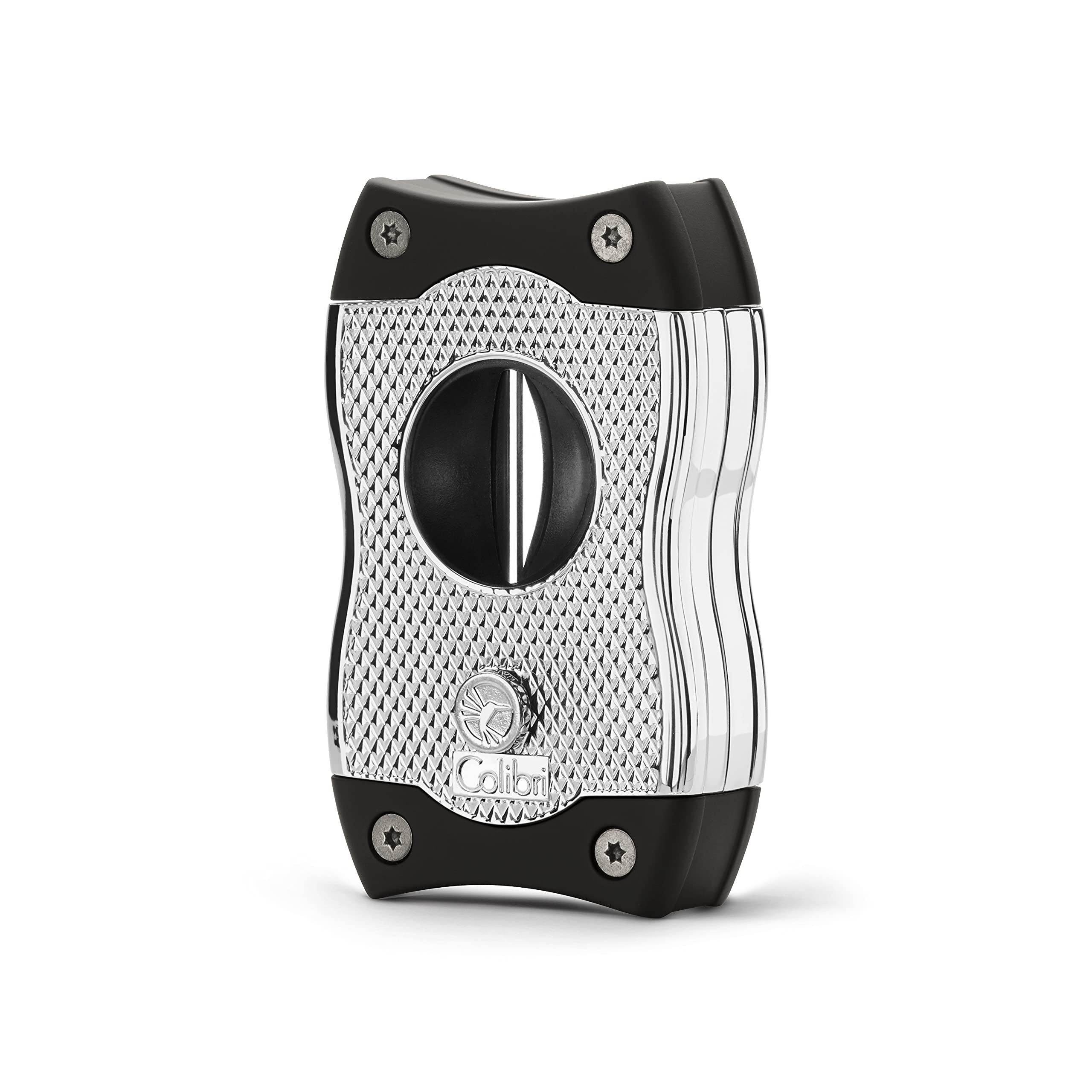 ColibriSV-Cut Cigar Cutter | Chrome and Black | Trigger Spring Blades | V-Cut Cut 7mm Depth and Straight Cut Up To 3mm | Gauge Up To 68 Rings | Ergonomic Design