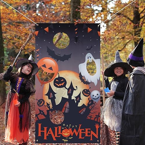 Juego de lanzamiento de puf de Halloween, juego de fiesta de Halloween con calabaza, fantasma, bruja, decoración de Halloween, juego de suministros